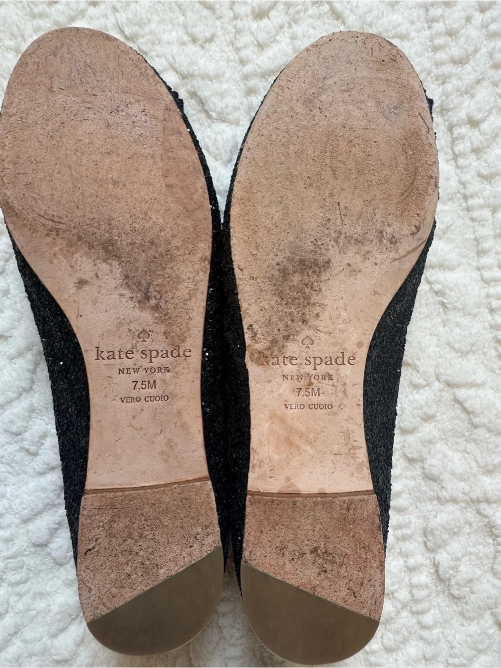 kate spade Black Glitter Bow Ballet Flats size 7.5